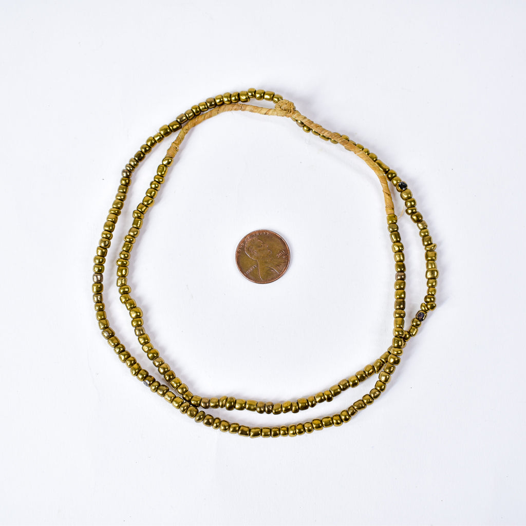 Seed Brass Color Glass Trade Beads