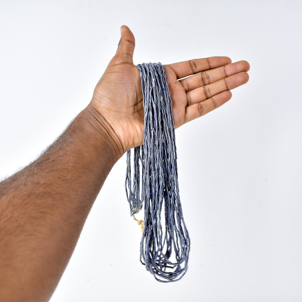 Baule Tamba Blue Black Cylinder Bead Necklace