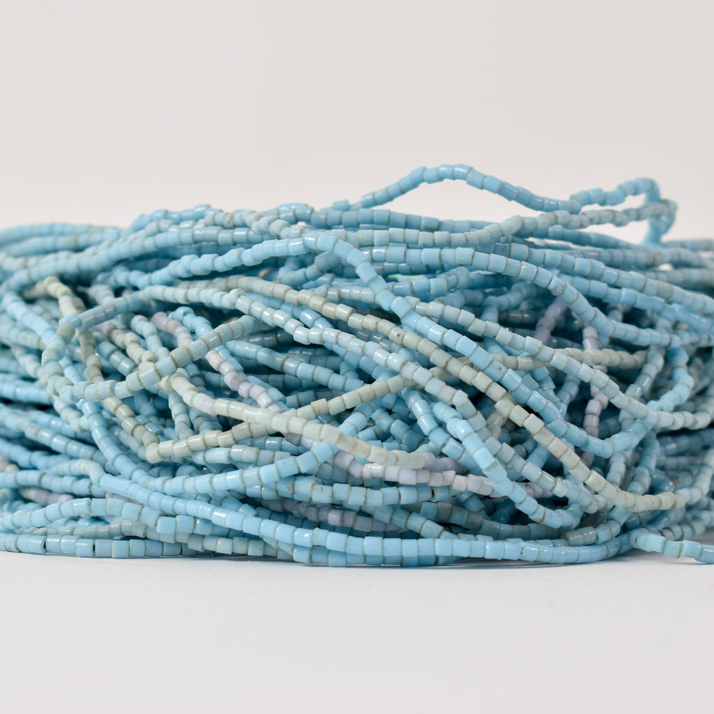 100 Old Blue Tile Trade Bead Strands