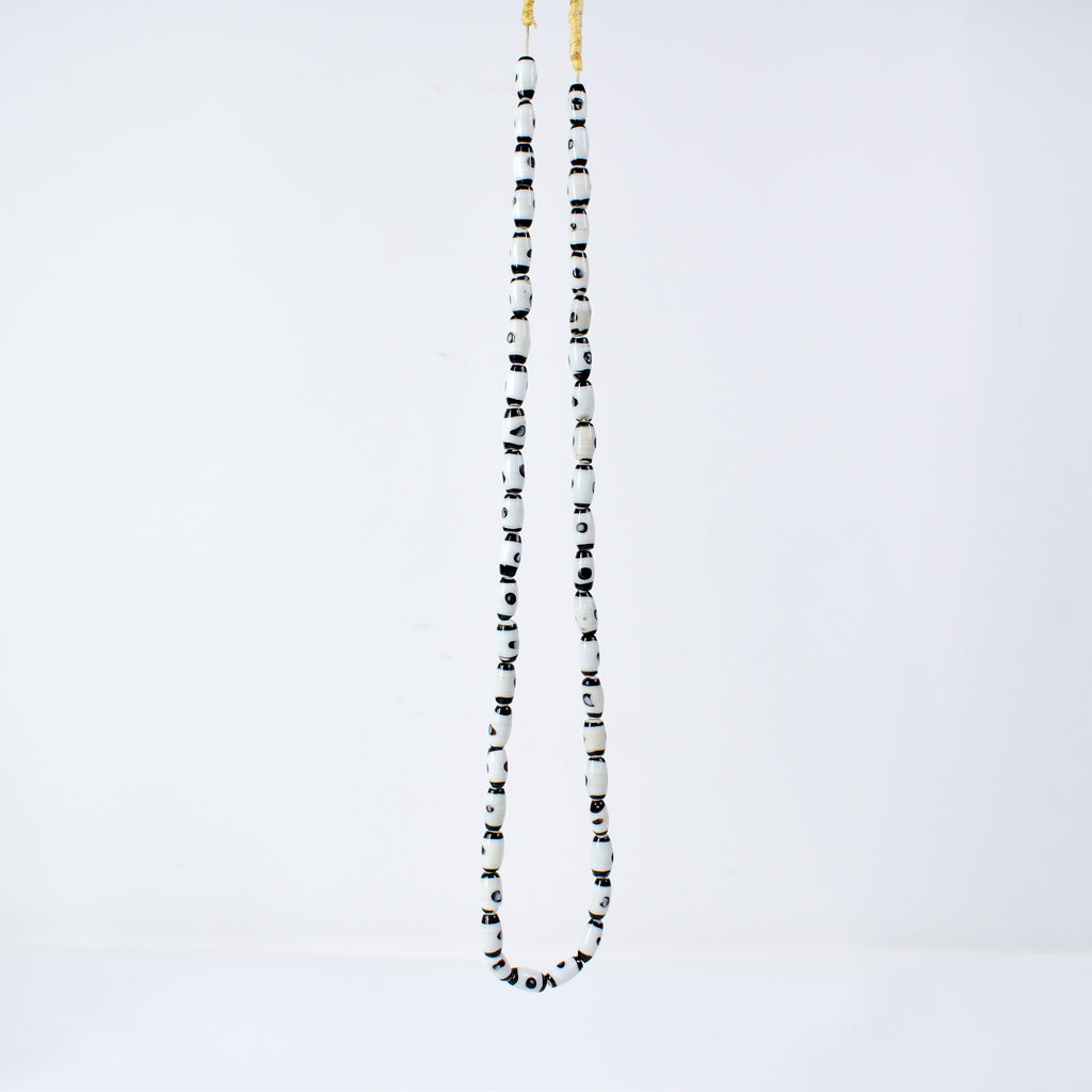 Czech Barrel Black and White Trade Beads 32 Inch