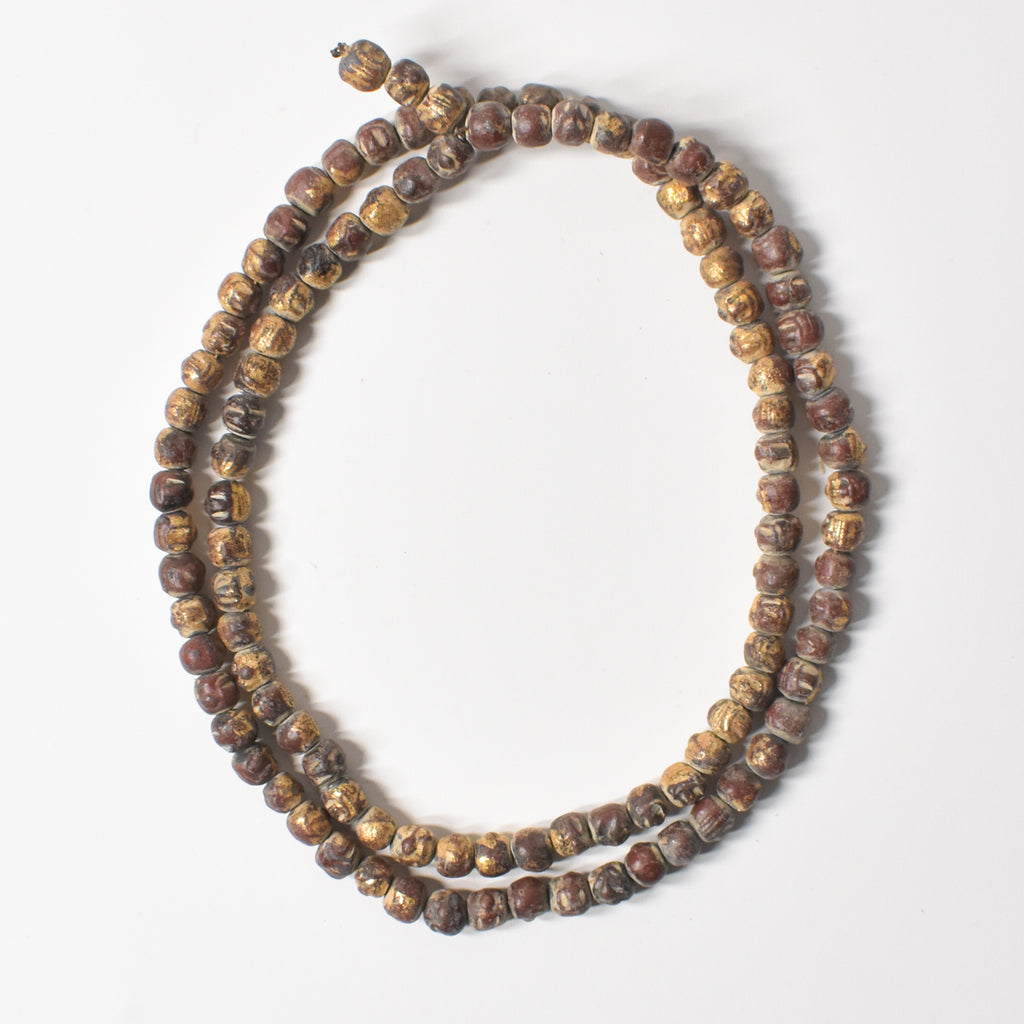 Tibetan Mala Prayer Bead Necklace with Gold