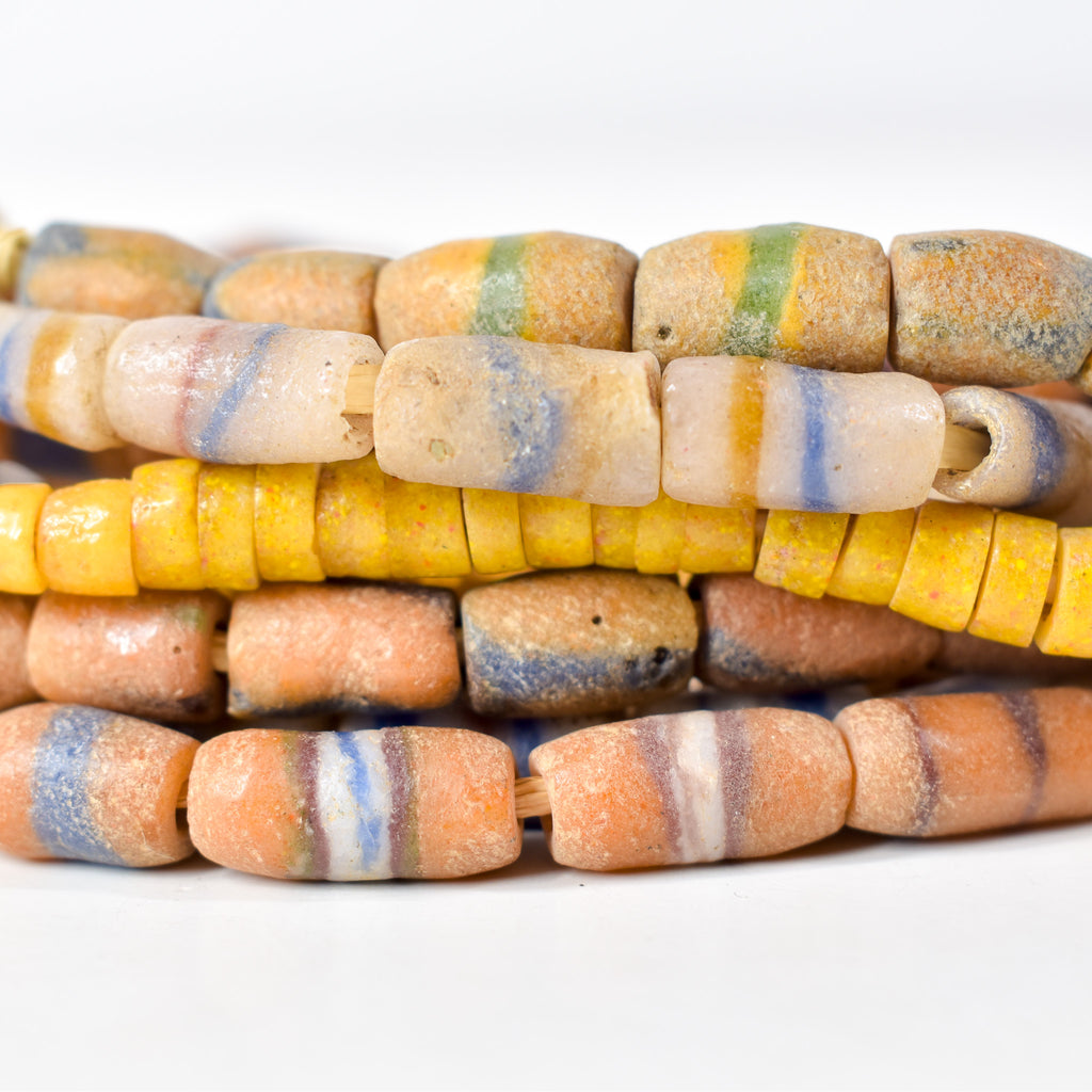 5 Strands Krobo "Recycled" Powder Glass Trade Beads
