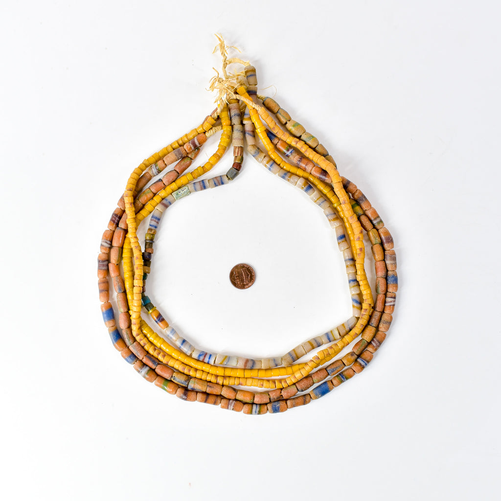 5 Strands Krobo "Recycled" Powder Glass Trade Beads