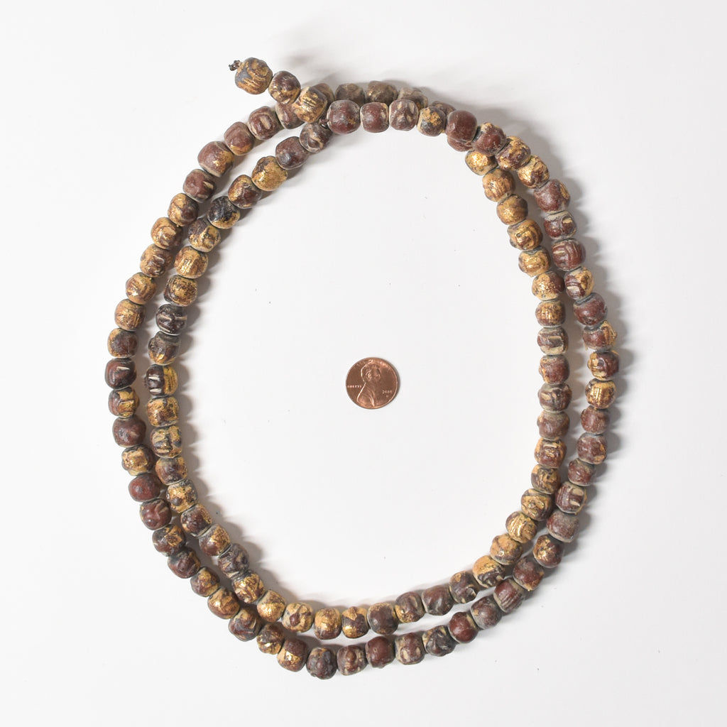 Tibetan Mala Prayer Bead Necklace with Gold