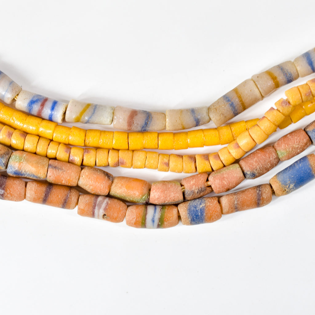 5 Strands Krobo "Recycled" Powder Glass Trade Beads