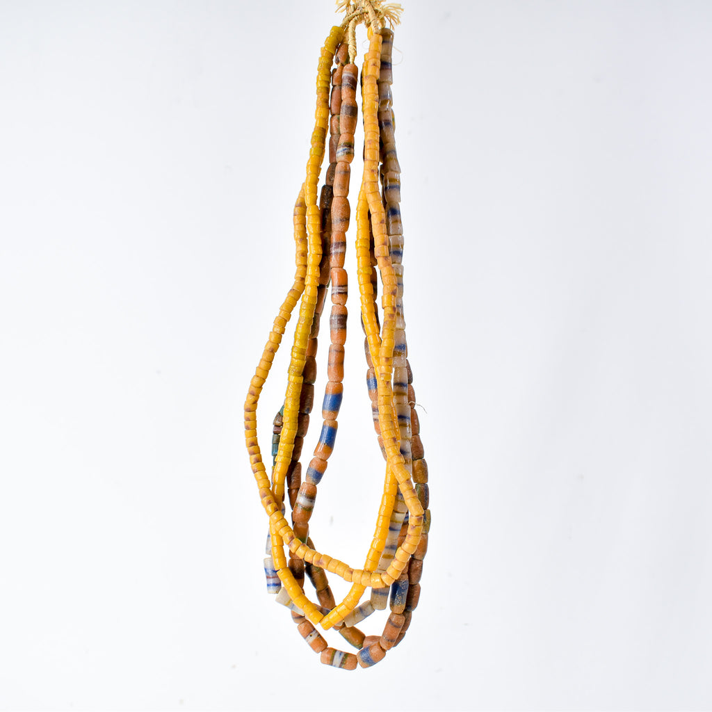 5 Strands Krobo "Recycled" Powder Glass Trade Beads