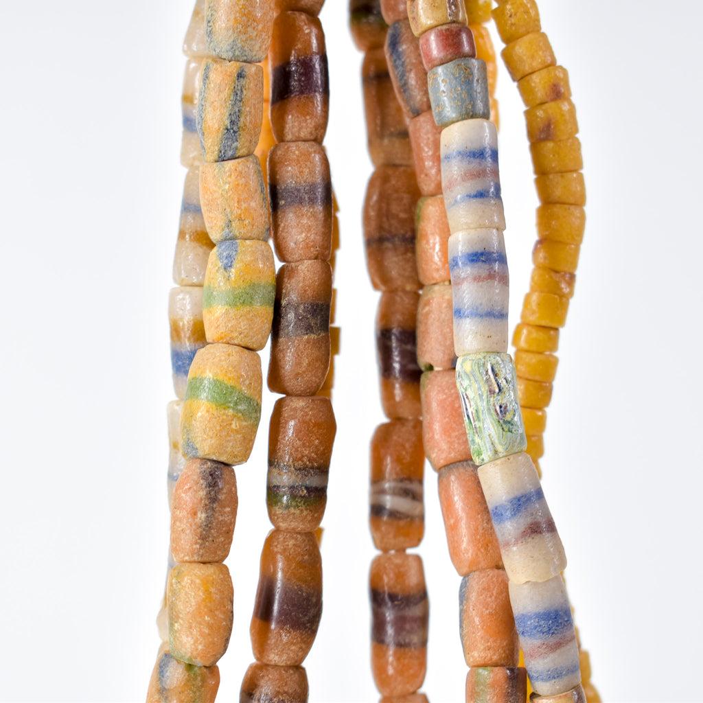 5 Strands Krobo "Recycled" Powder Glass Trade Beads