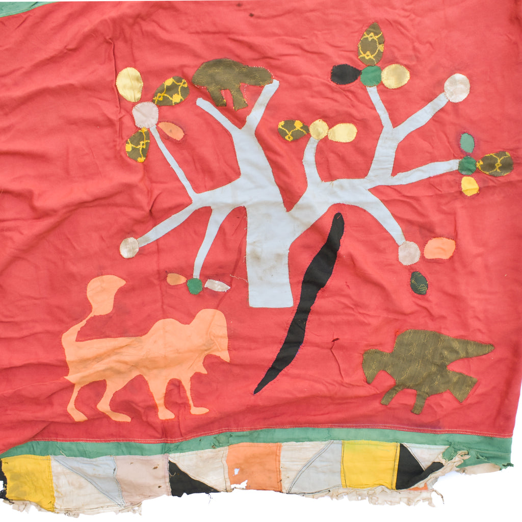 Rare Asafo Banner Frankaa with Appliqué Ghana Tree Of Life 300x39 Inch Sidley Collection