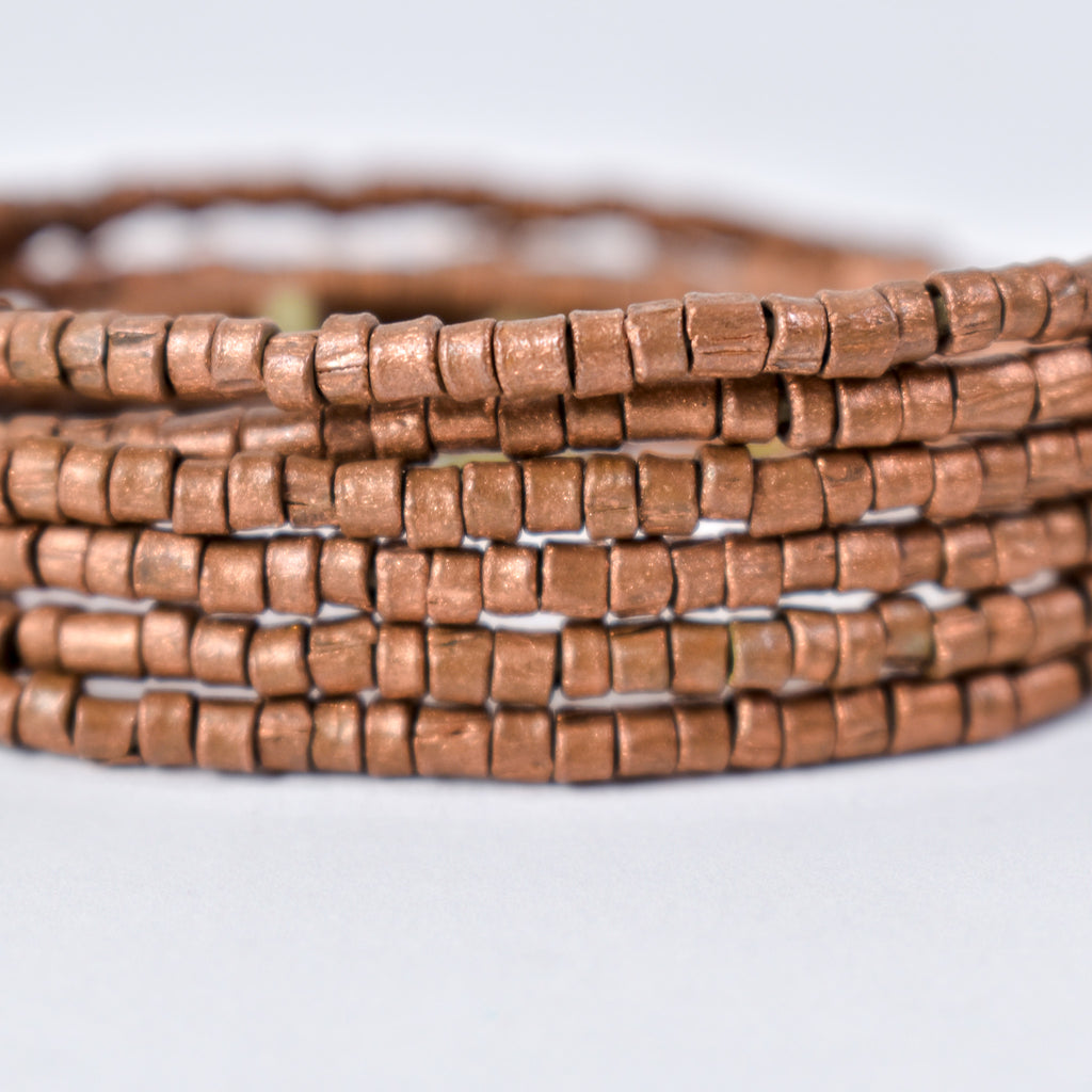 Copper Color Metal Trade Beads 33 Inch