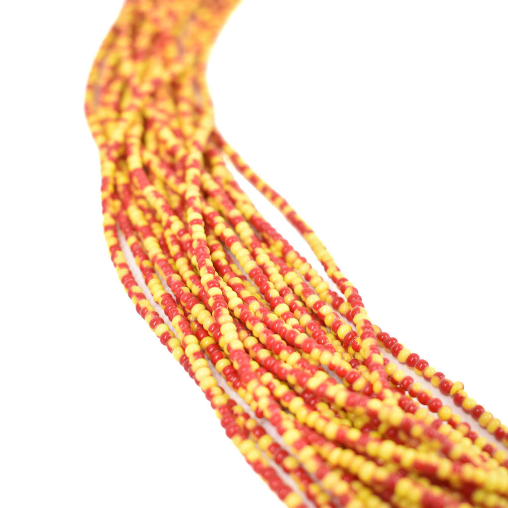 Red and Yellow Tamba Seed Bead Necklace