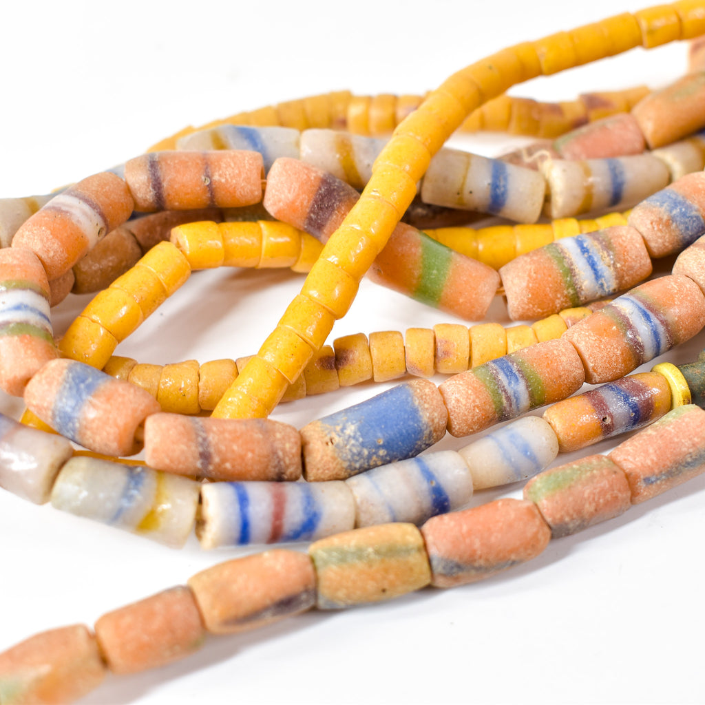 5 Strands Krobo "Recycled" Powder Glass Trade Beads