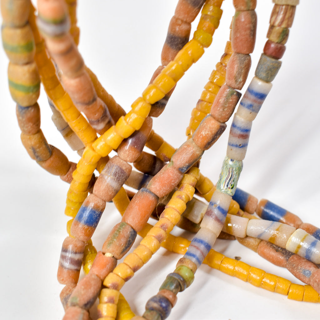 5 Strands Krobo "Recycled" Powder Glass Trade Beads