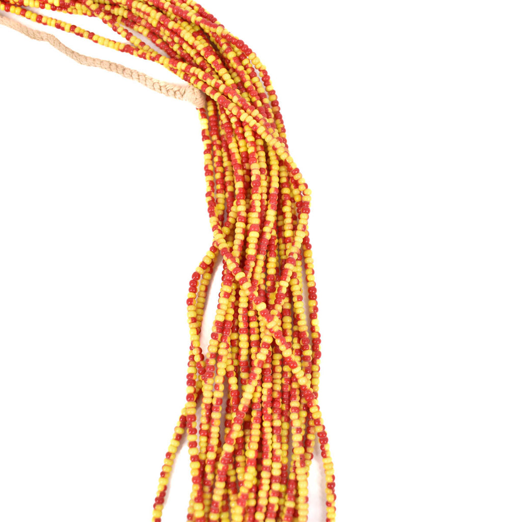 Red and Yellow Tamba Seed Bead Necklace