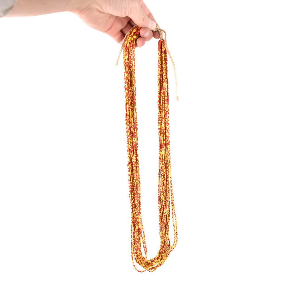 Red and Yellow Tamba Seed Bead Necklace