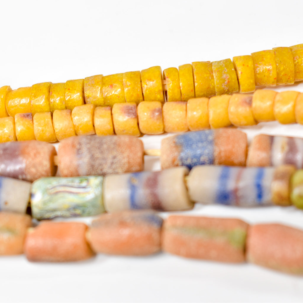 5 Strands Krobo "Recycled" Powder Glass Trade Beads