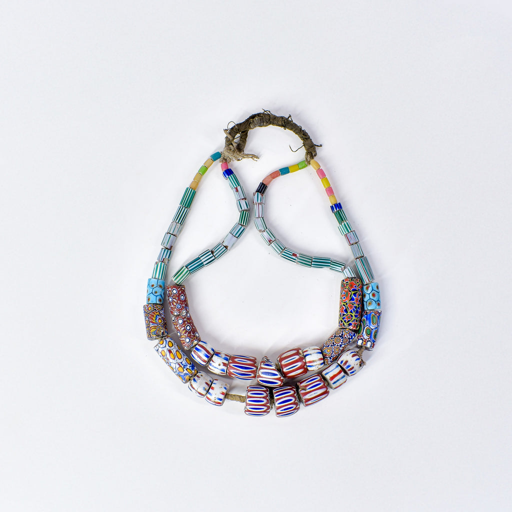 Tivi Mixed Venetian Trade Beads Double Strand Necklace Nigeria