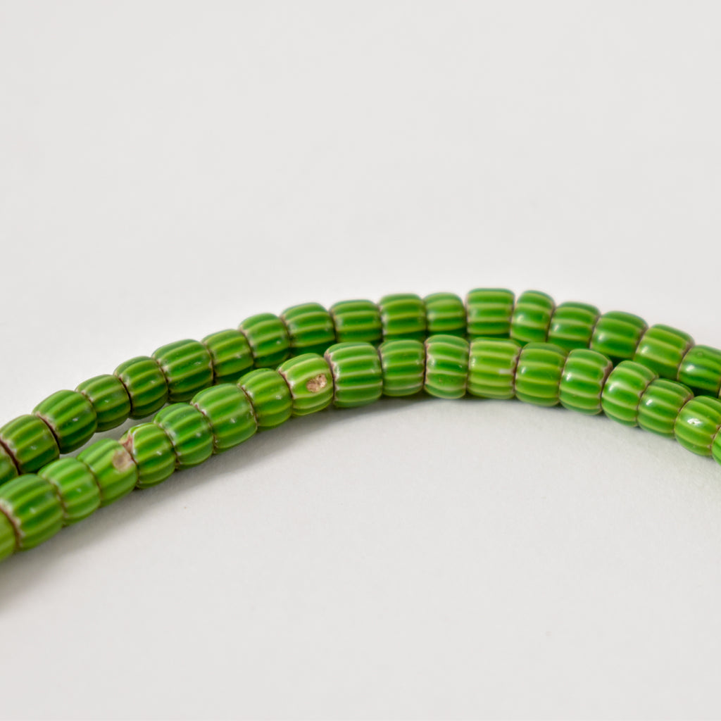 Green Chevron Venetian Trade Beads