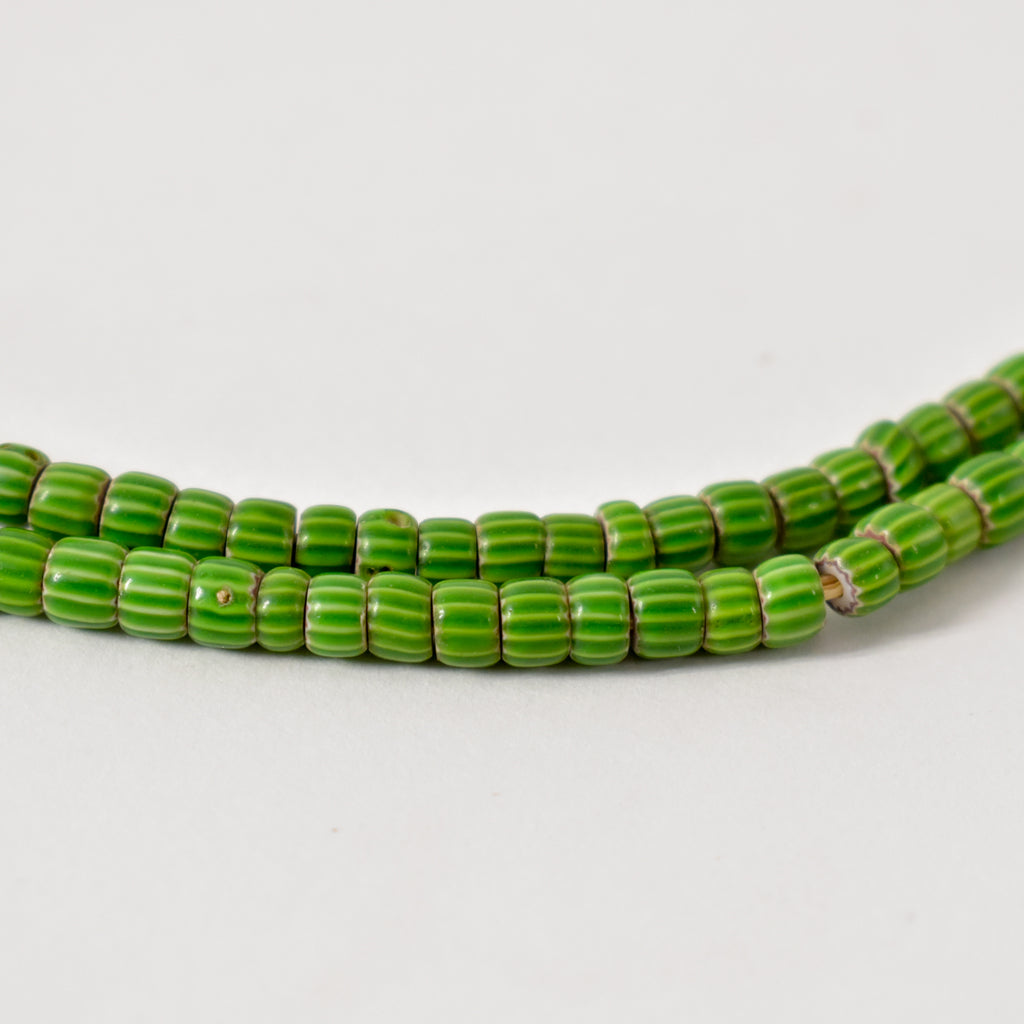 Green Chevron Venetian Trade Beads