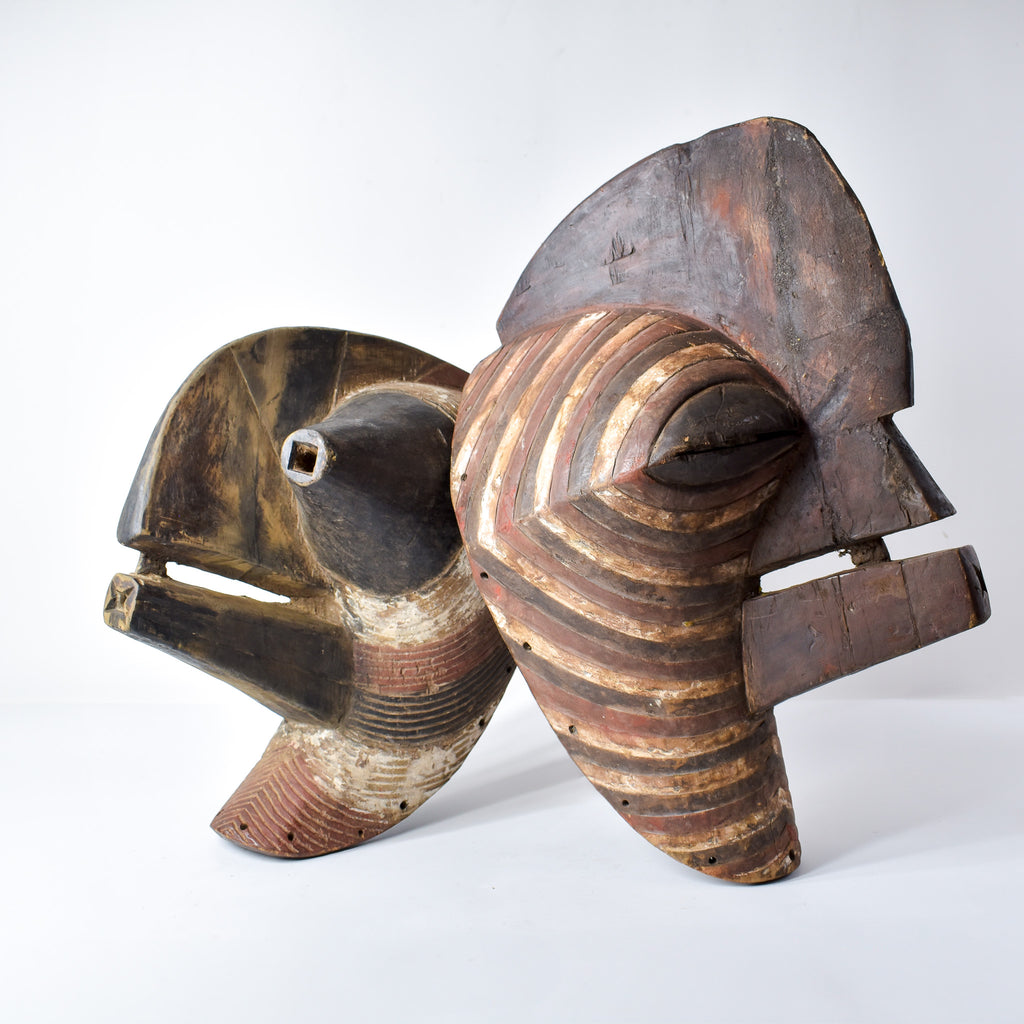 Songye Kifwebe Mask Pair Male and Female Congo