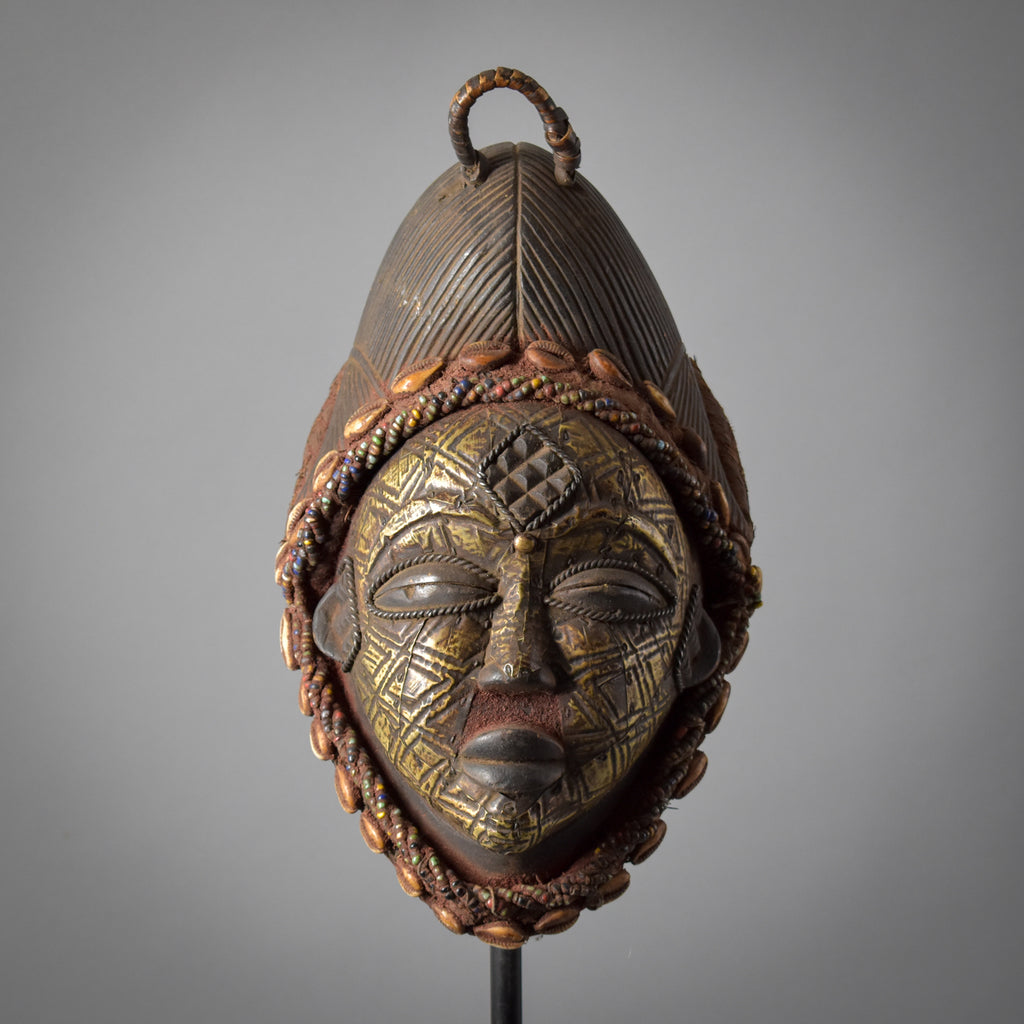 Punu Mukudji Maiden Spirit Helmet Mask with Metal Sheeting Gabon