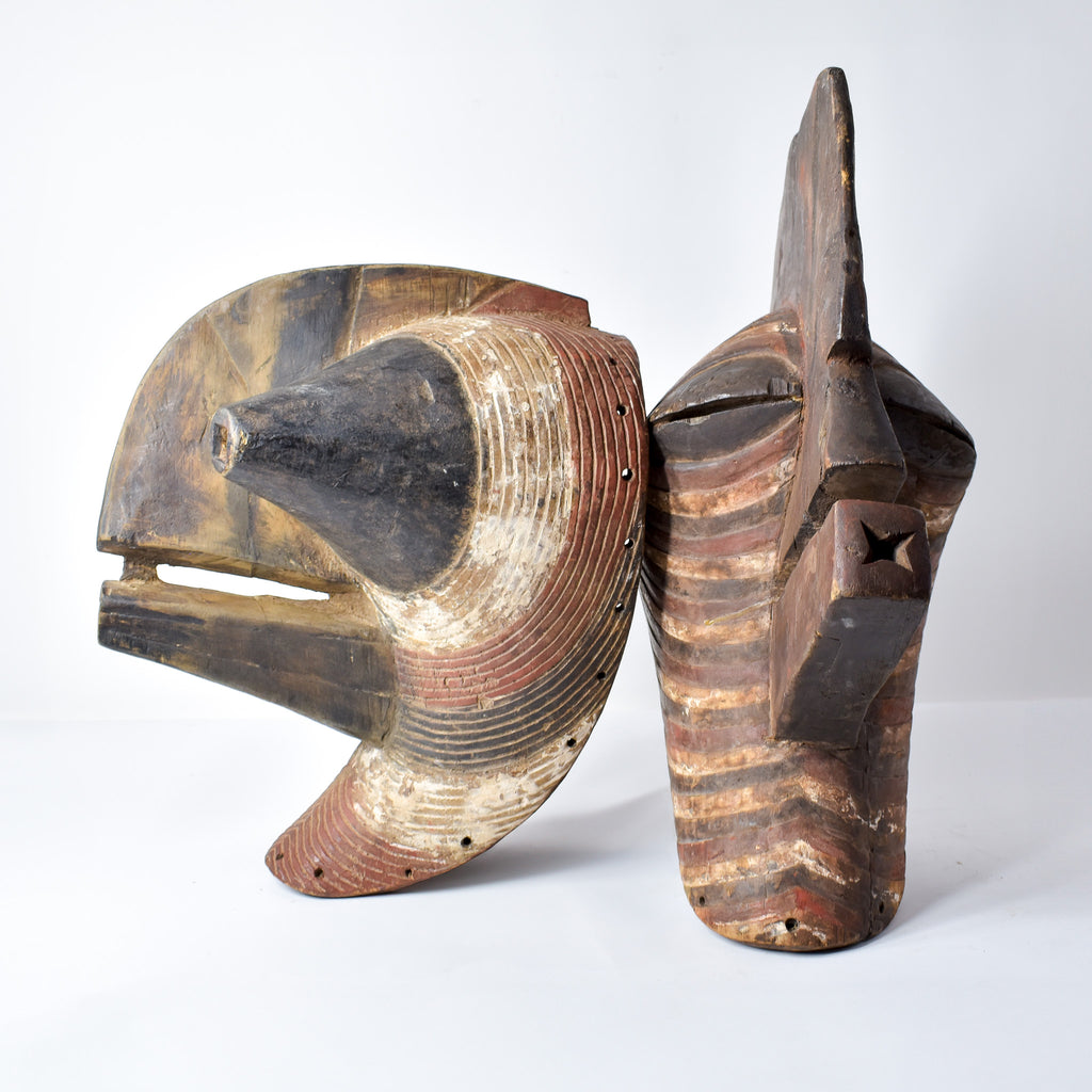 Songye Kifwebe Mask Pair Male and Female Congo