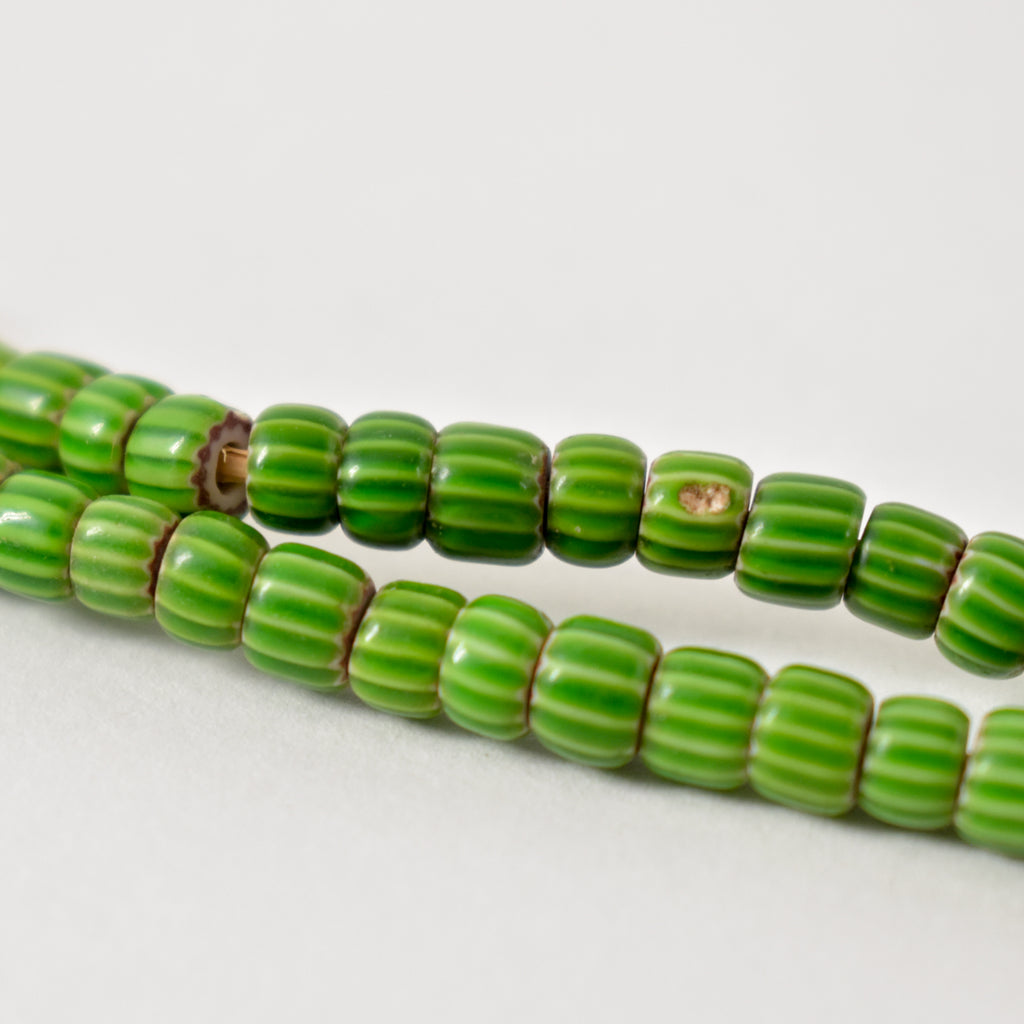 Green Chevron Venetian Trade Beads