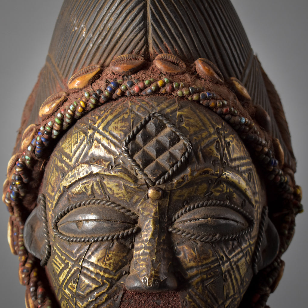 Punu Mukudji Maiden Spirit Helmet Mask with Metal Sheeting Gabon