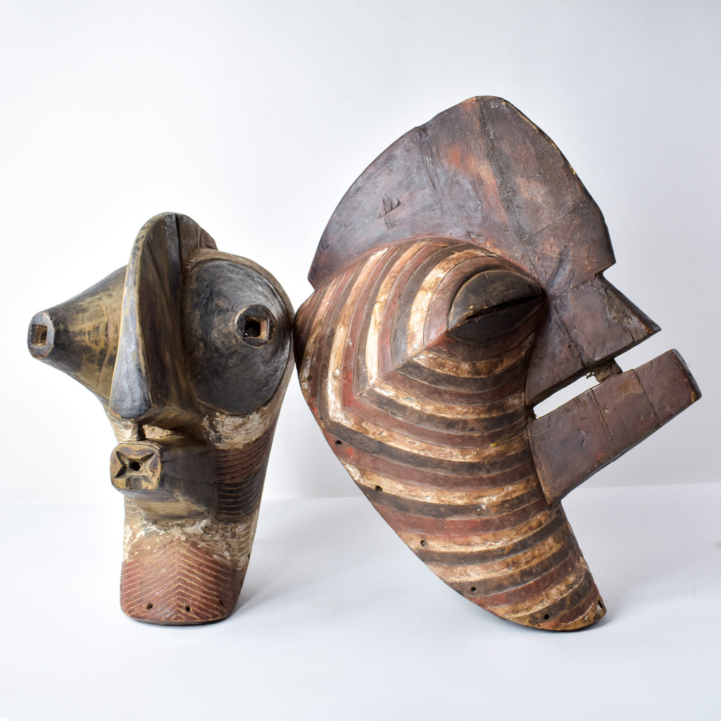 Songye Kifwebe Mask Pair Male and Female Congo