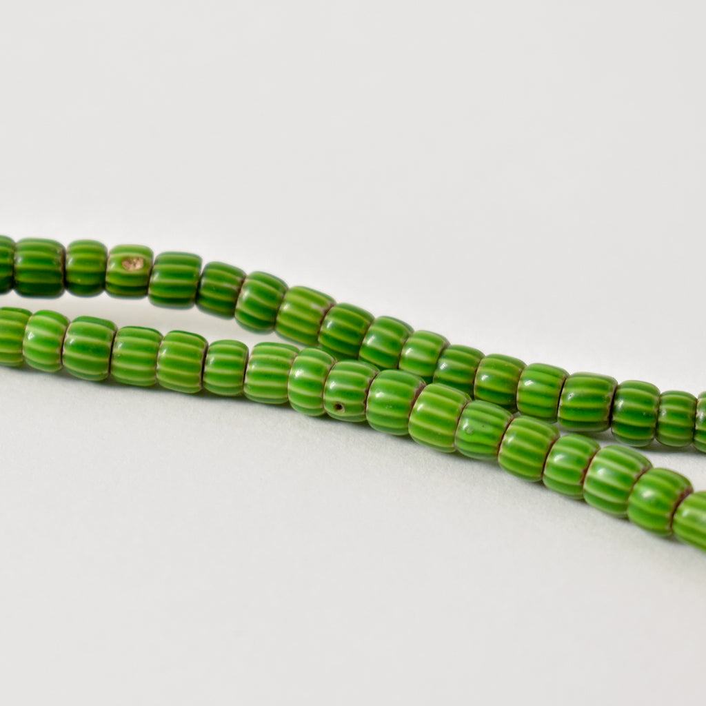 Green Chevron Venetian Trade Beads