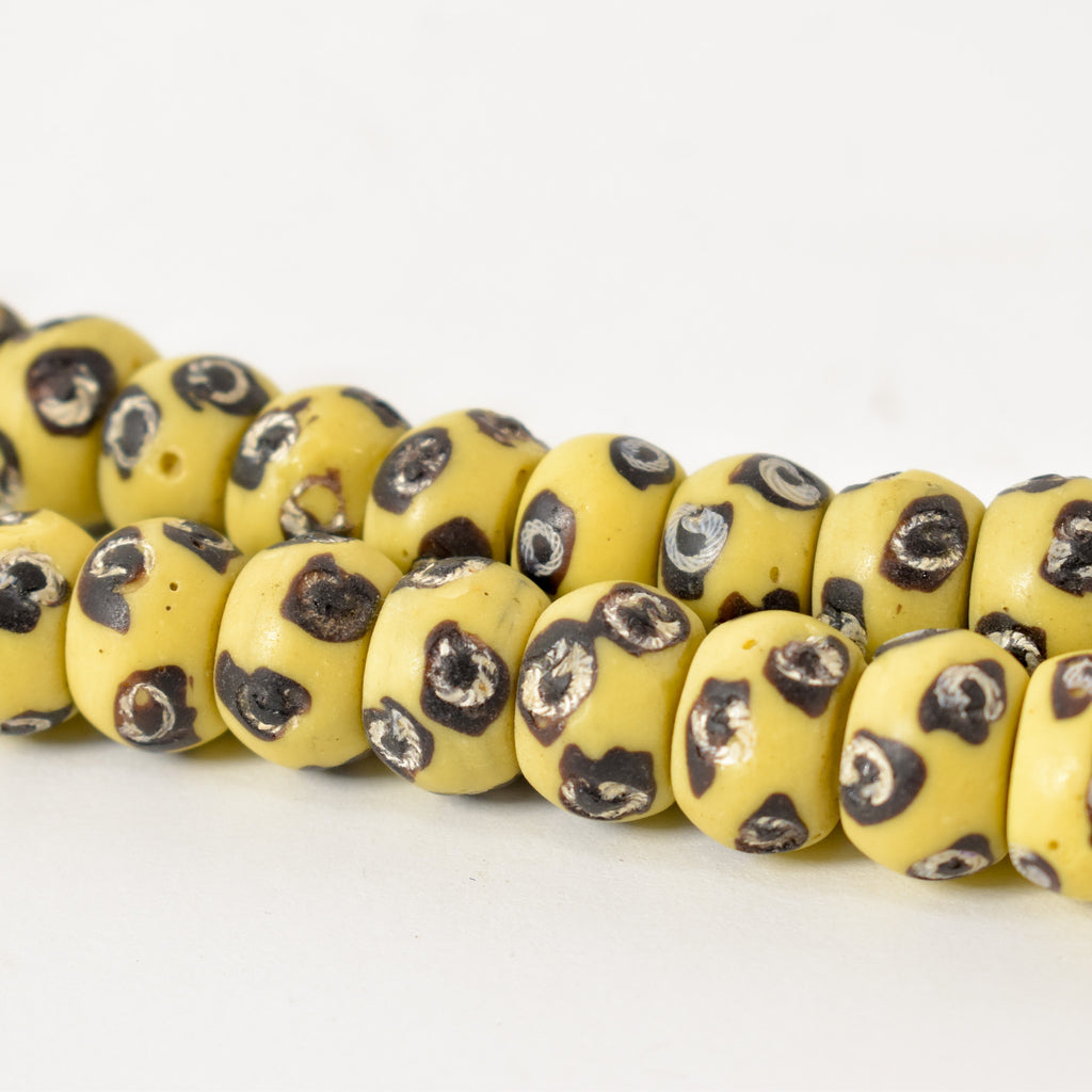 Rare Yellow Venetian Trade Beads 38 Inch