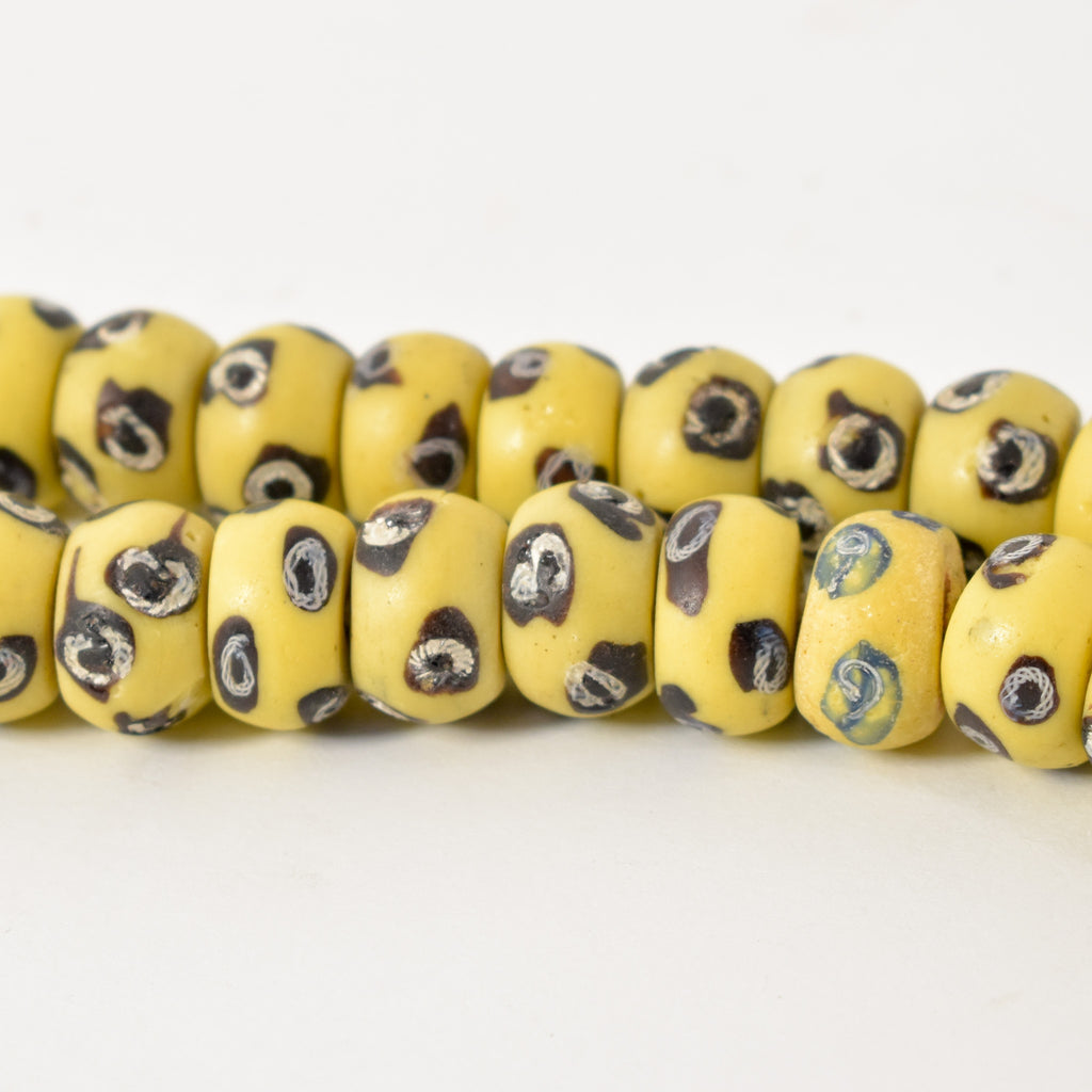 Rare Yellow Venetian Trade Beads 38 Inch