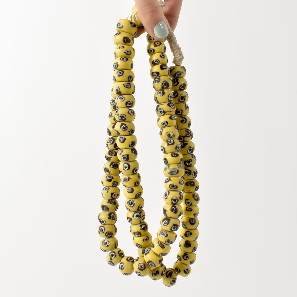 Rare Yellow Venetian Trade Beads 38 Inch