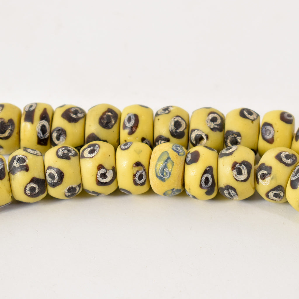 Rare Yellow Venetian Trade Beads 38 Inch