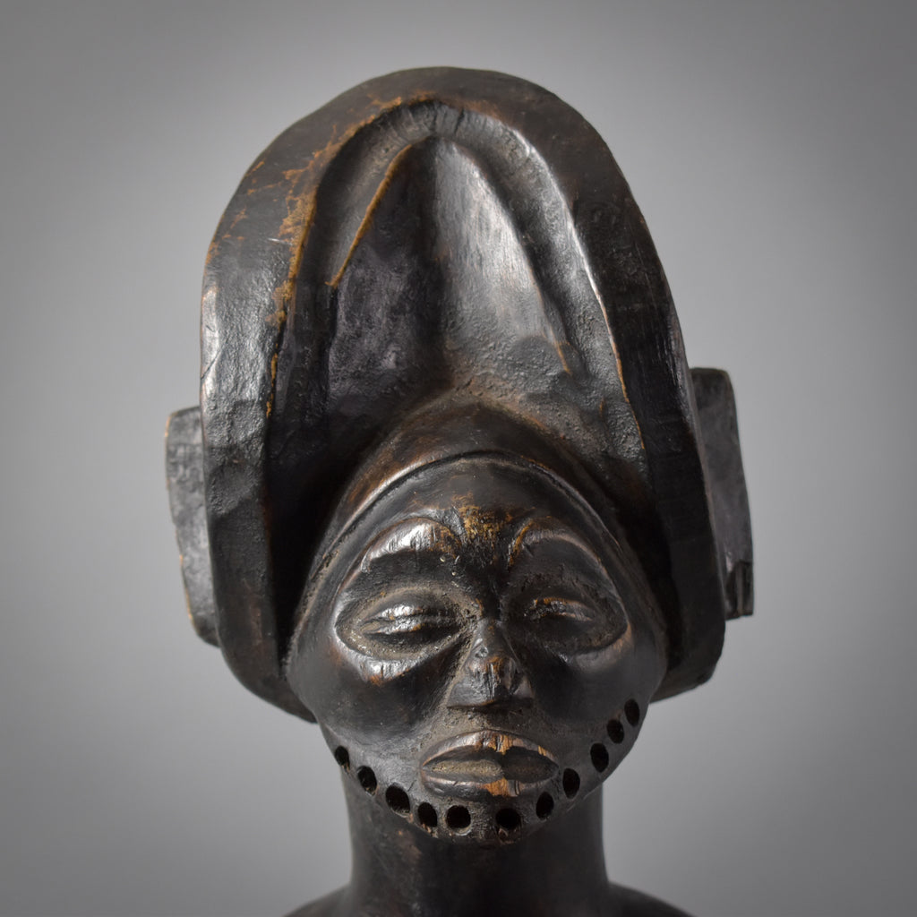 Chokwe Kiuumbu Chief Mwanangana Figure on Custom Base Congo