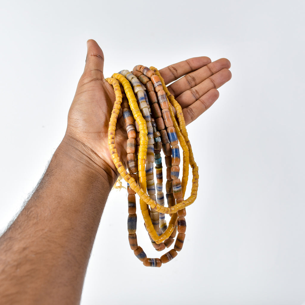 5 Strands Krobo "Recycled" Powder Glass Trade Beads