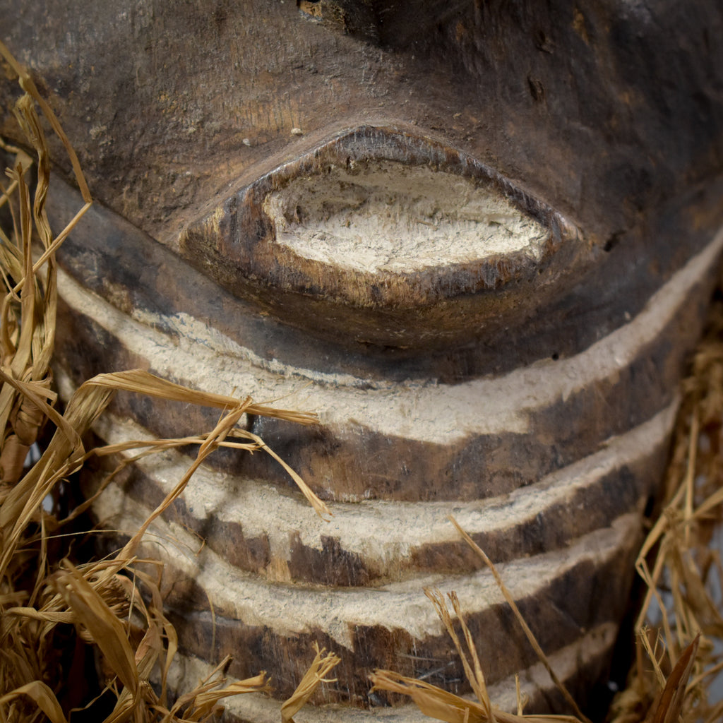 Pende Mask with Woven Hood Congo