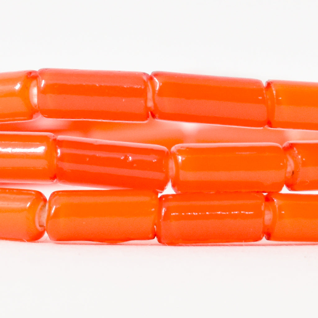 Cylindrical Orange White Heart 4mm Venetian Trade Beads