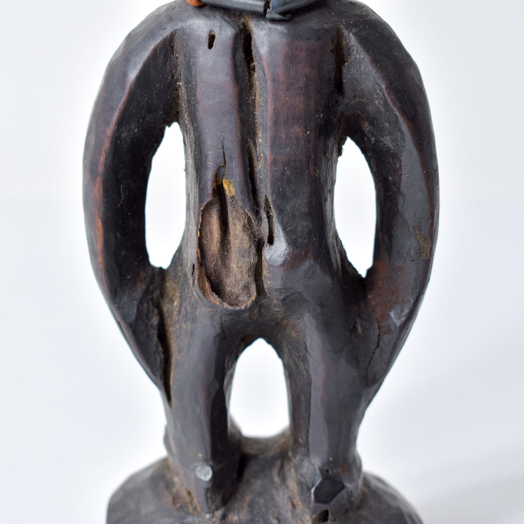 Yoruba Ibeji Male Figure With Glass Bead Necklace Nigeria