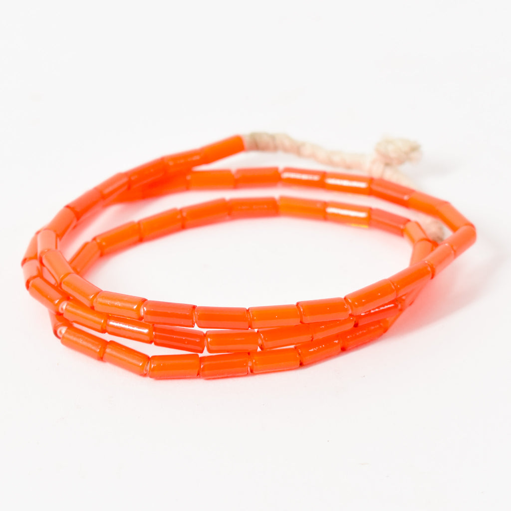 Cylindrical Orange White Heart 4mm Venetian Trade Beads