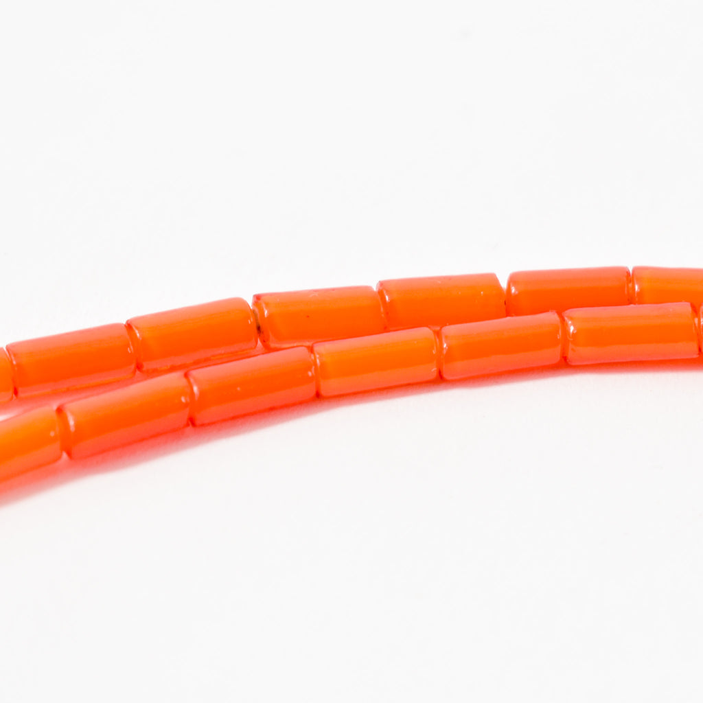 Cylindrical Orange White Heart 4mm Venetian Trade Beads