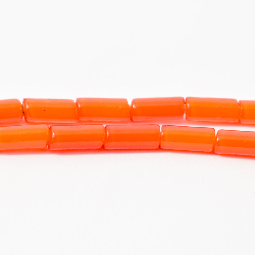 Cylindrical Orange White Heart 4mm Venetian Trade Beads