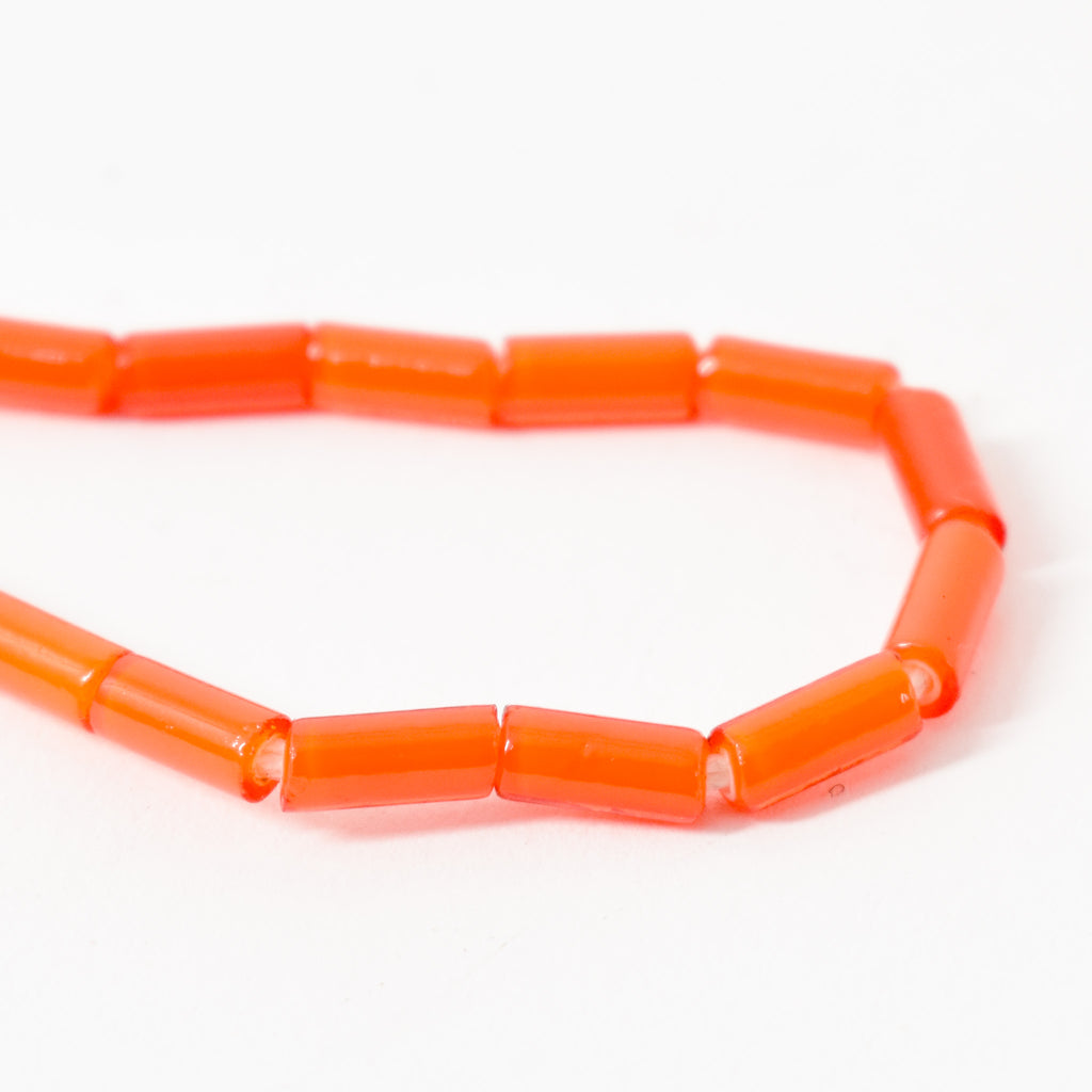 Cylindrical Orange White Heart 4mm Venetian Trade Beads