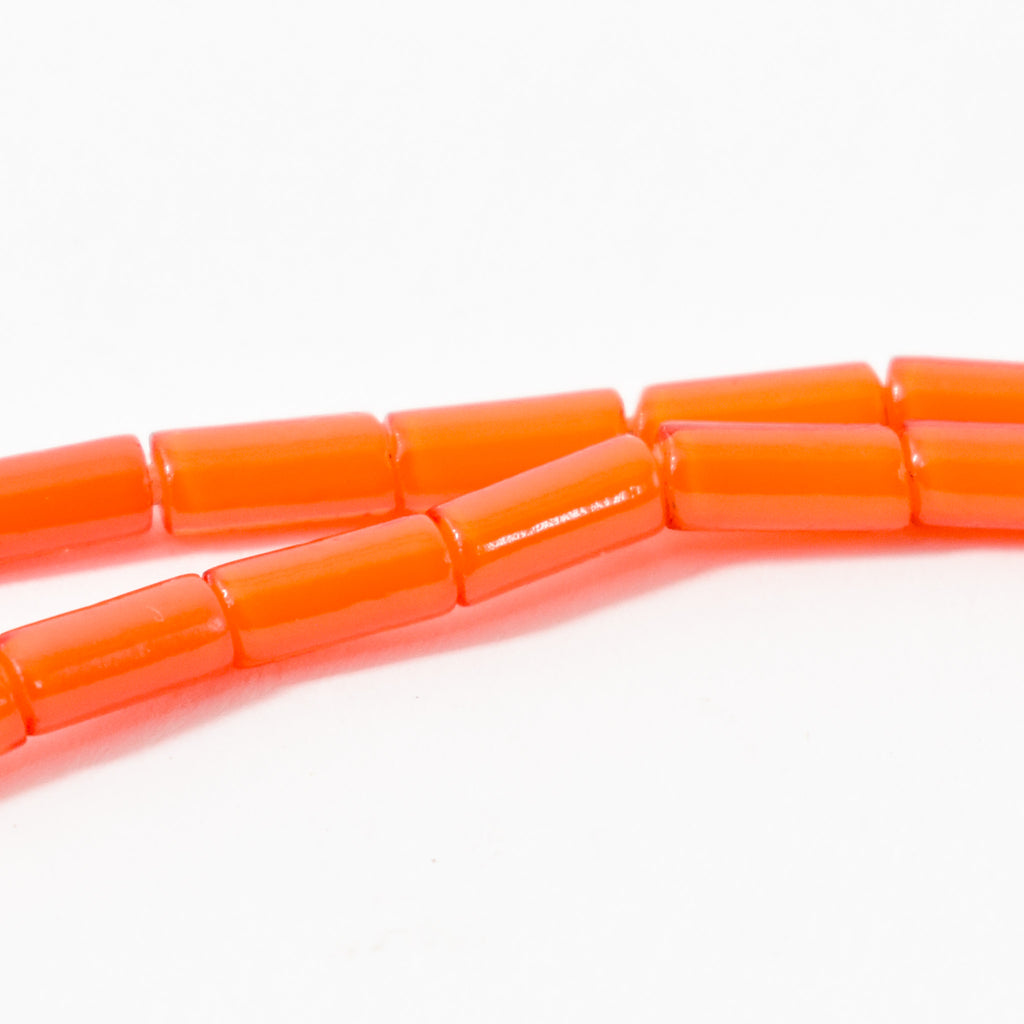 Cylindrical Orange White Heart 4mm Venetian Trade Beads