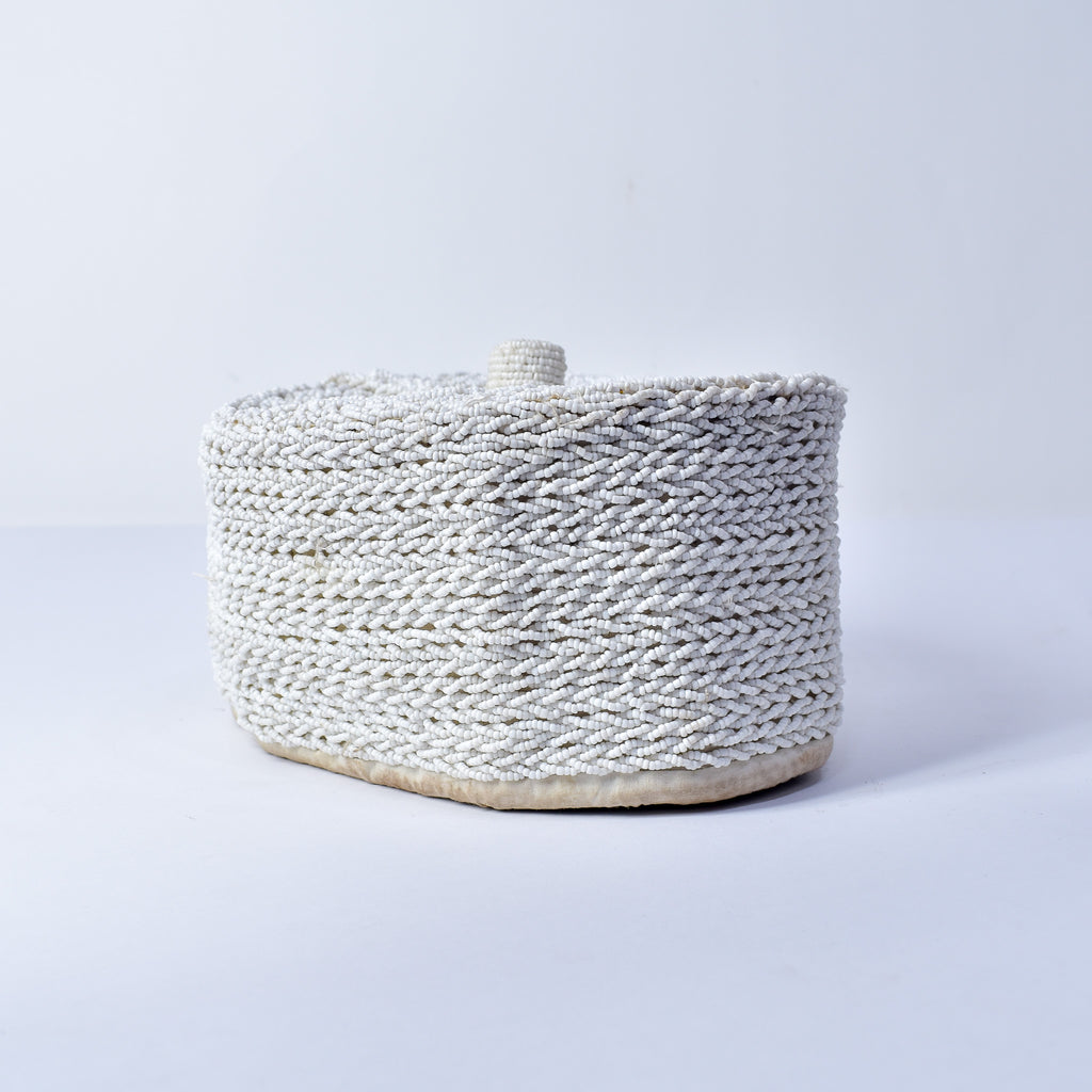 Yoruba White Beaded Hat Nigeria