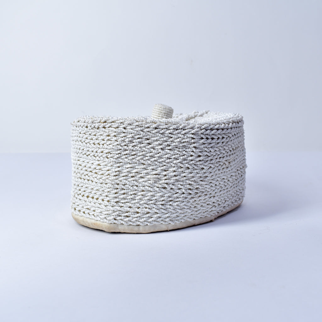 Yoruba White Beaded Hat Nigeria