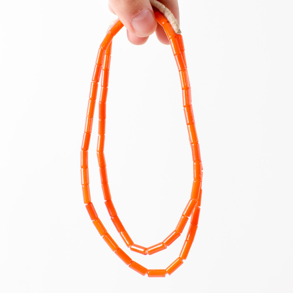 Cylindrical Orange White Heart 4mm Venetian Trade Beads
