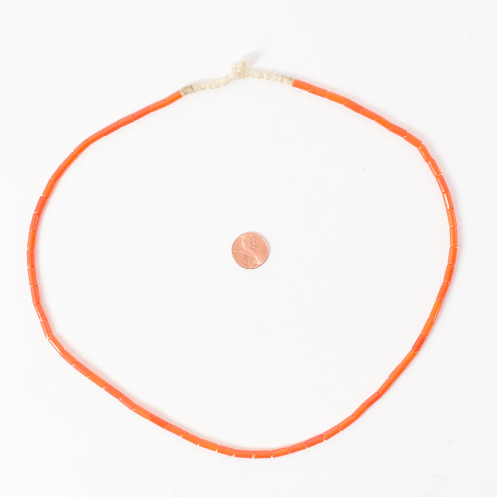 Cylindrical Orange White Heart 4mm Venetian Trade Beads