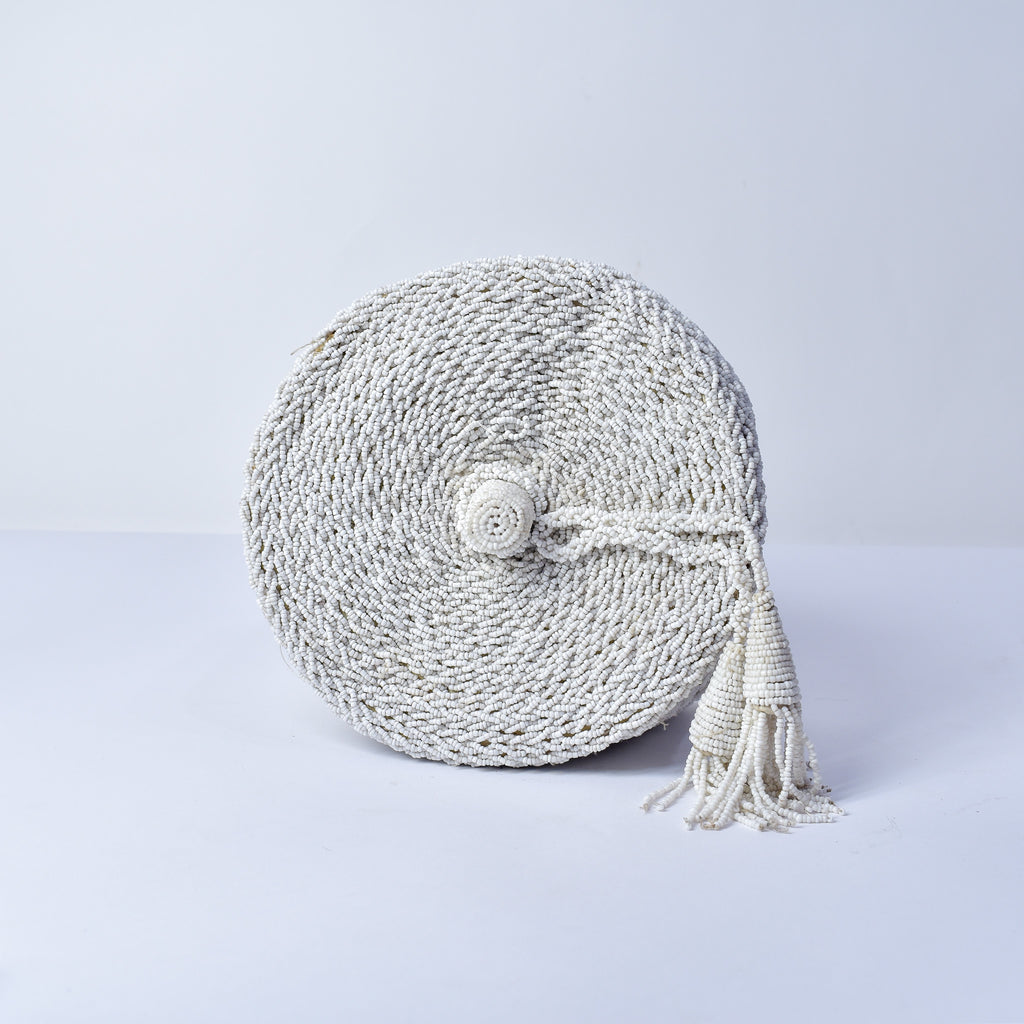 Yoruba White Beaded Hat Nigeria