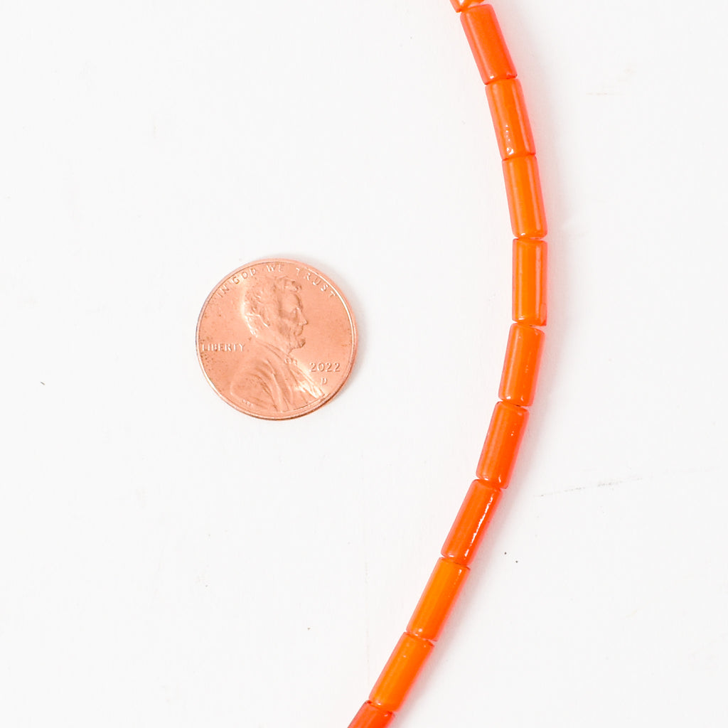 Cylindrical Orange White Heart 4mm Venetian Trade Beads