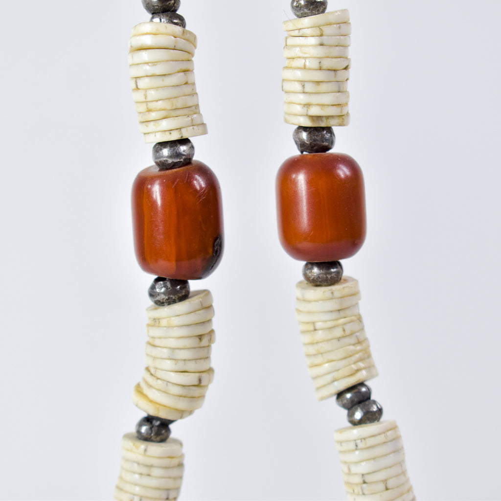 Ostrich Egg Shell Heishi Necklace with Faux Amber Trade Beads Henry Collection